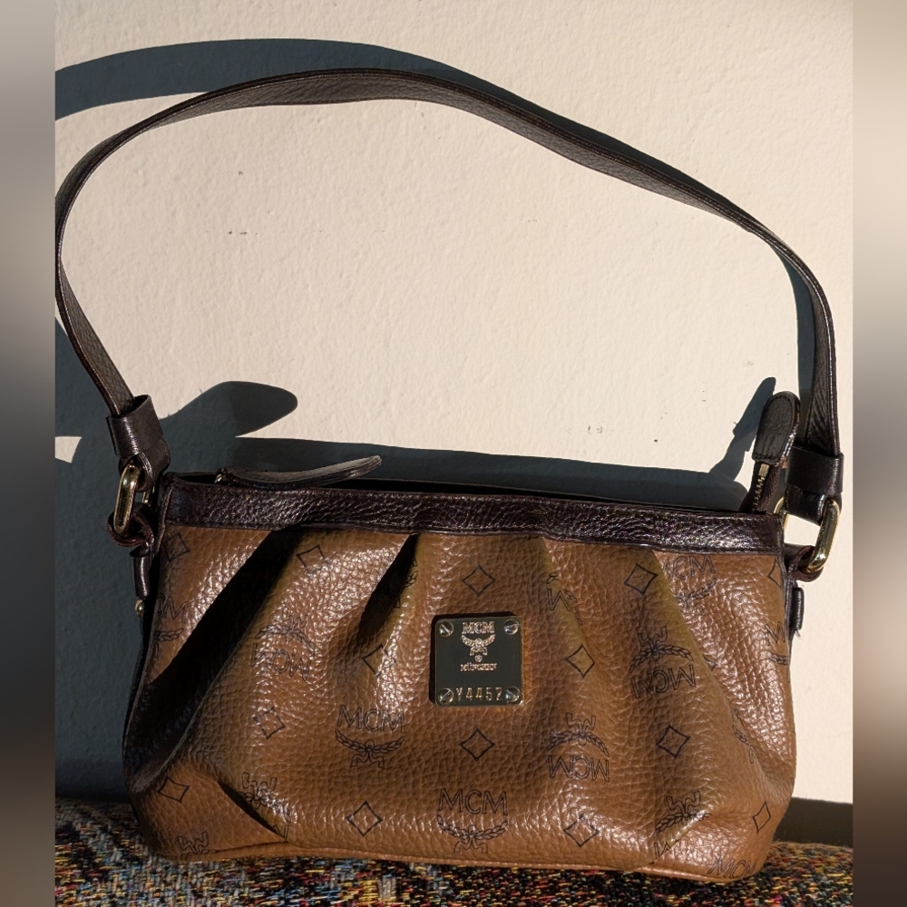 MCM Vintage Visetos Leather Pochette Chocolate/Brown Mini Bag In Great Shape!